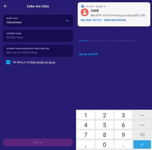 Đăng ký tài khoản Cake Đăng ký tài khoản Cake