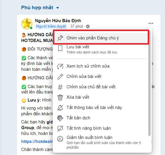 ghim bài đáng chú ý