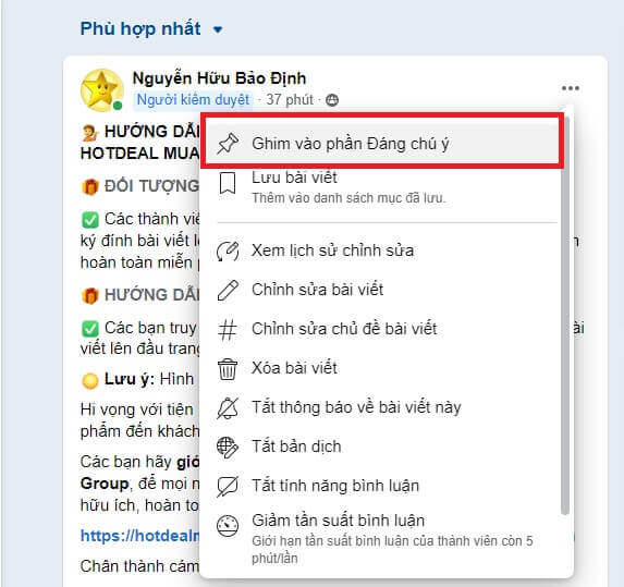 ghim bài đăng