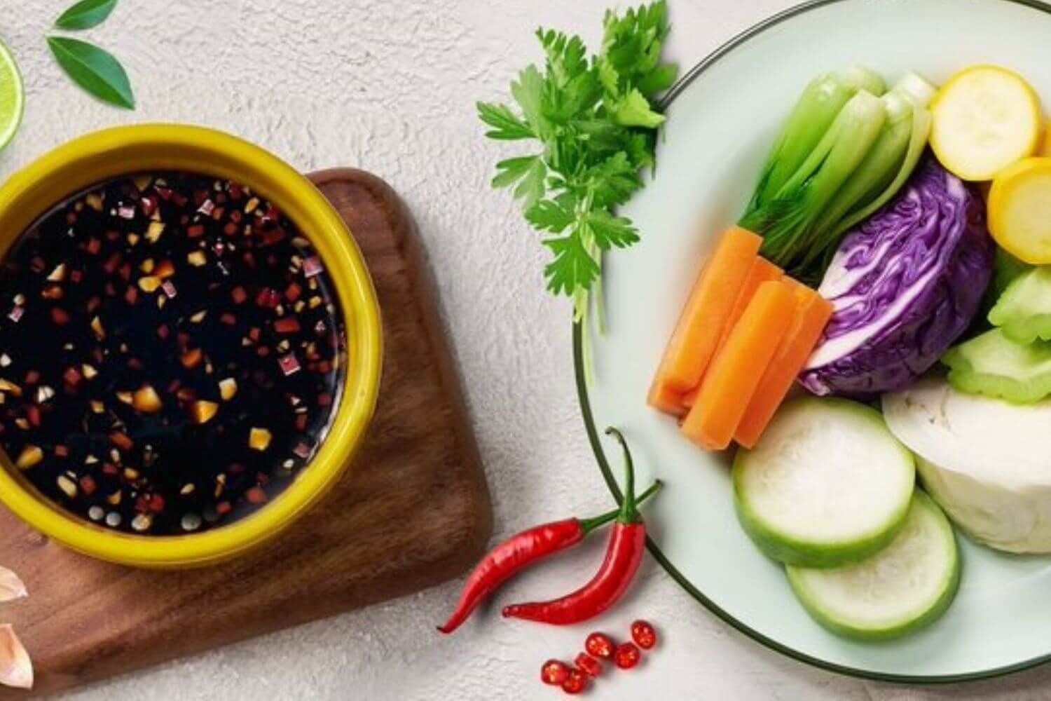 Rau củ luộc chấm sốt